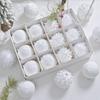 12pcs Boxed Snow-white Lace-edged Christmas Decoration Ball Pendant Christmas Tree Pendant Gift Box Set