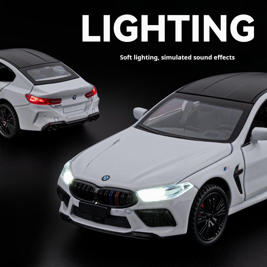 1:32 BMW M8 Exquisite Alloy Sport Car Model Simulation Racing Pull Back Toy Boys Super Car Collectible Decoration Boys Gifts