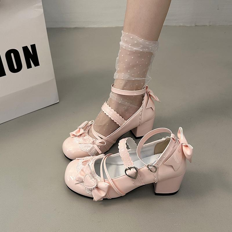 Модные женские туфли Мэри Джейн Свадебная вечеринка Бант Косплей Высокие каблуки Обувь Лолиты Новый стиль Лолиты Модная и универсальная женская обувь