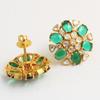 Sterling Silver Gold Finish Kundan Polki Stud Earrings