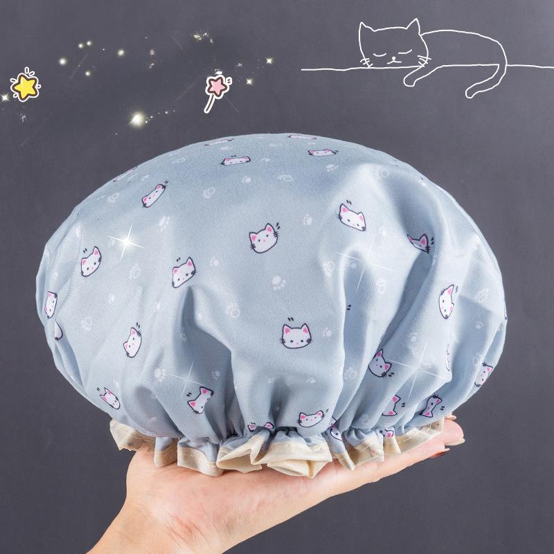 Водонепроницаемая шапочка для ванны, женская шапочка для душа, эластичная многоразовая шапочка для ванны, двухслойная шапка для ванной комнаты, женские аксессуары для ванной комнаты