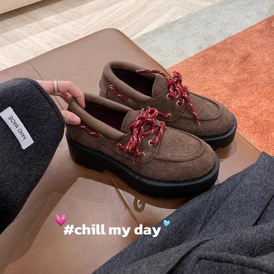 Версия из коровьей кожи~ дерби на шнуровке, на толстом каблуке и толстой подошве, туфли на маленьком каблуке для женщин для увеличения роста