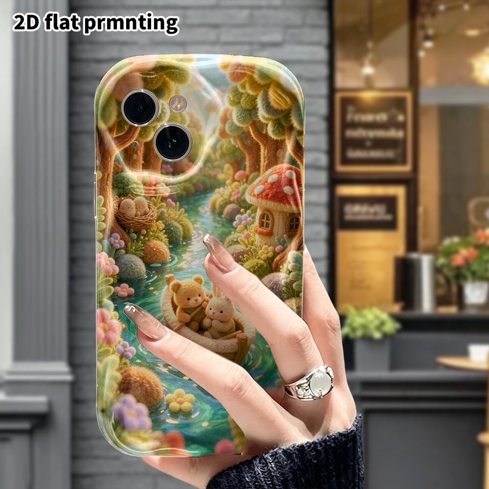Phone Case: 2D flat, suitable for iPhone 18, 17, 16, 15, 14, 13, 12Pro protective case, small river boating, perfect Christmas and Halloween holiday g