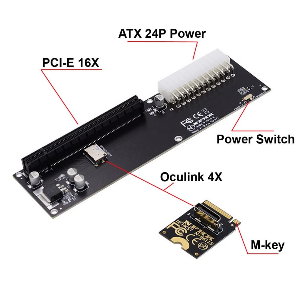Xiwai Oculink Data Cable Card PCI Express To Host Adapter for GPD Win Max2 External Graphics Card SSD SFF-8611 PCI-E 3.0 - M.2 M-Key SFF-8612 &