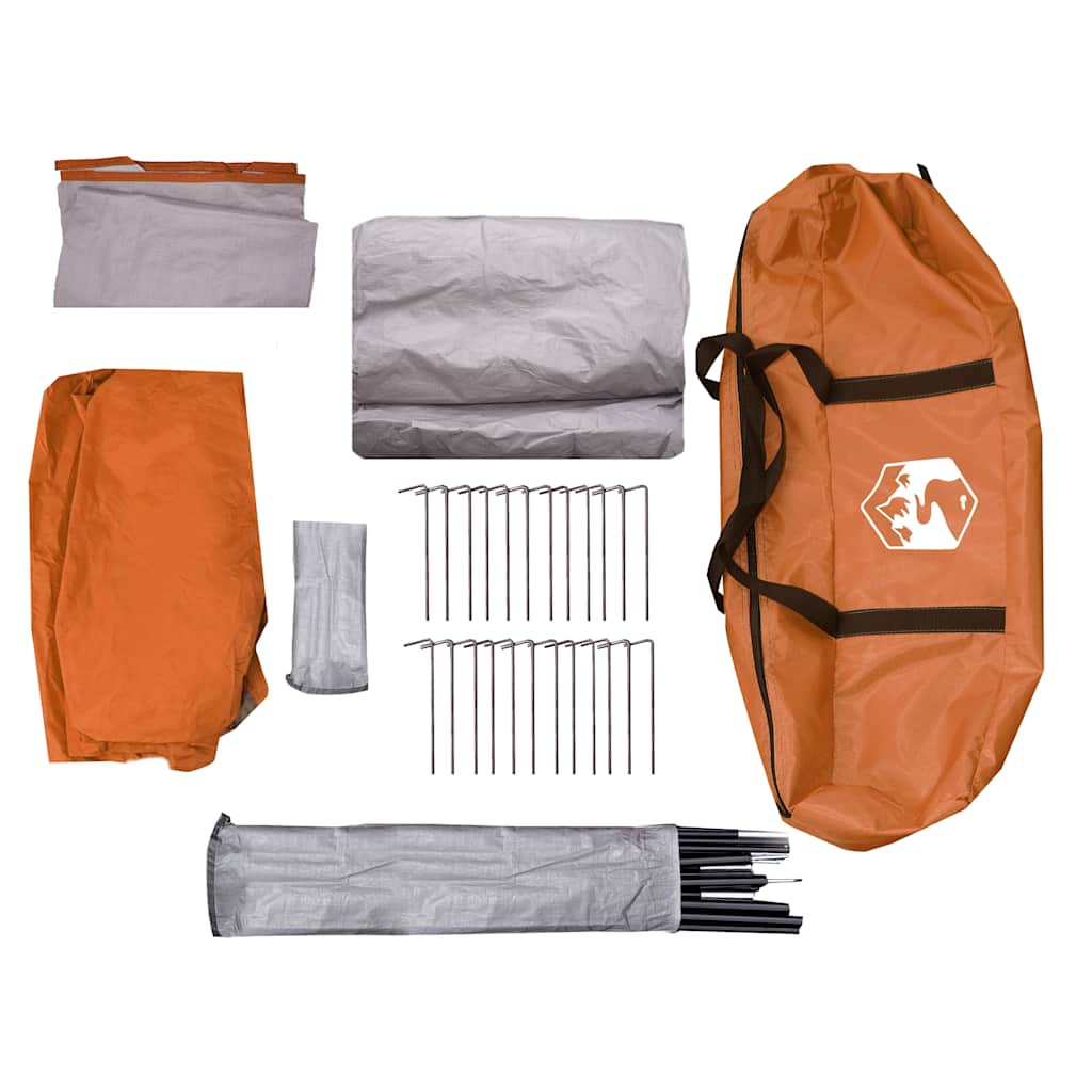 Tunnel Tent for 4 Persons Grey and Orange Waterproof