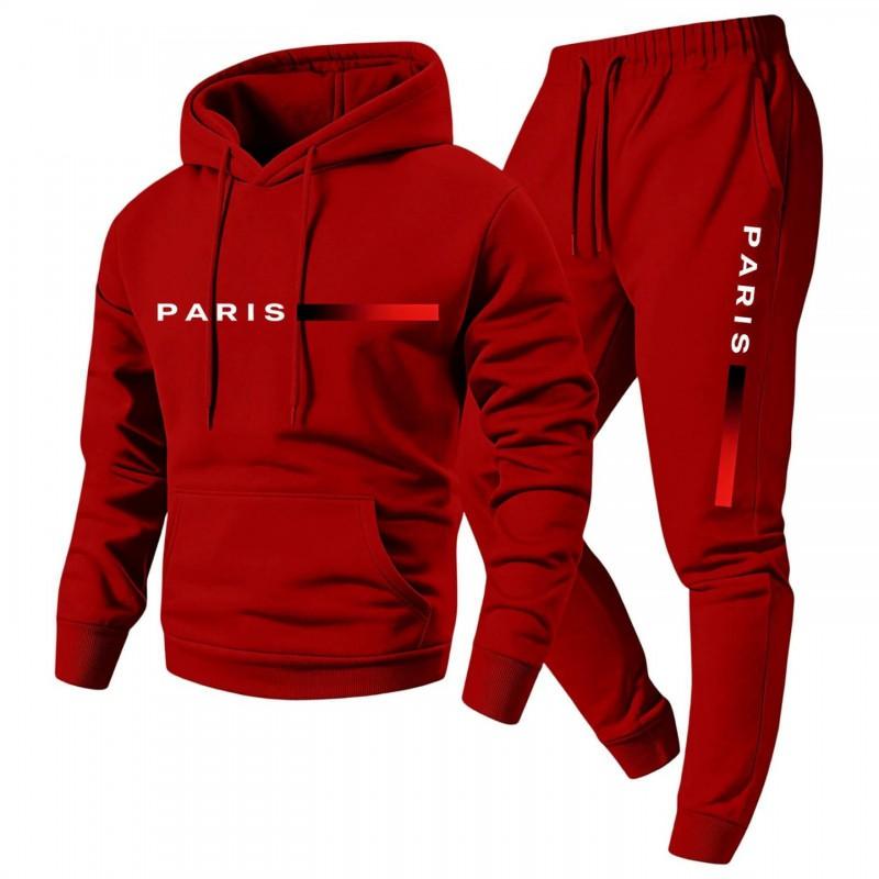 Unisex Paris Letter Print Hooded Short Sleeve Sportswear Set Casual Outfit