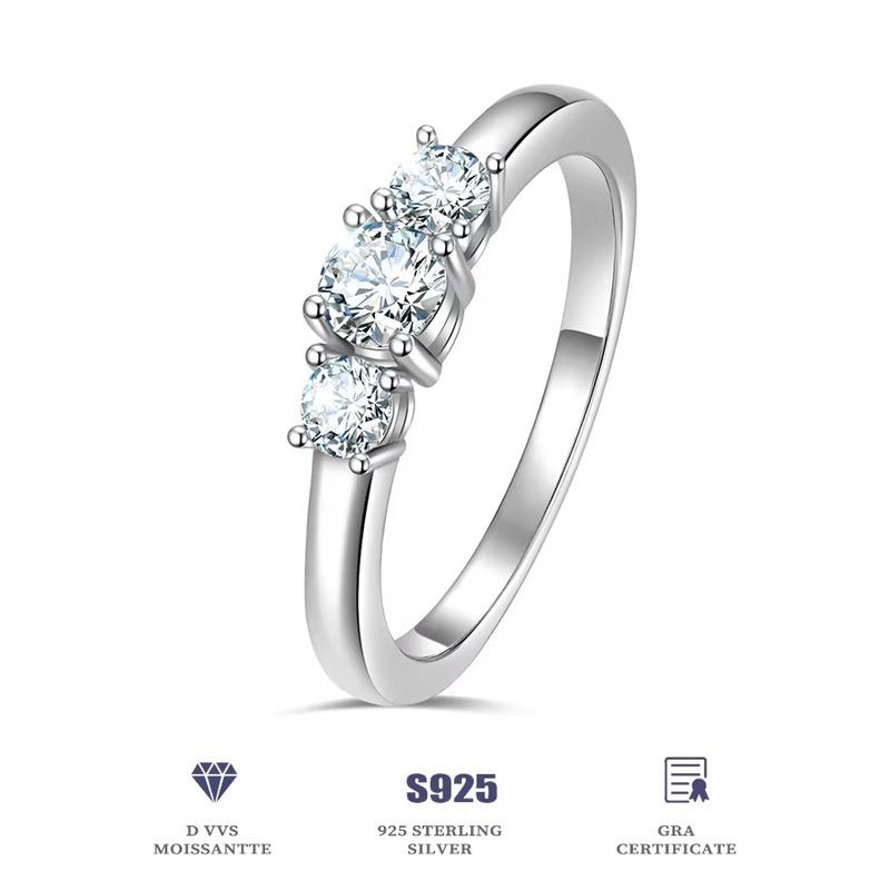 925 Sterling Silver Luxury Jewelry Wedding Engagement Rings VVS D Real Moissanite Pass Diamond Tester for Women Party Gift