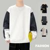 Sweatshirt Men's Spring Autumn Round Neck Trend Color Blocking Loose Drop-shoulder Sleeve Versatile Casual Men's Sweatshirt