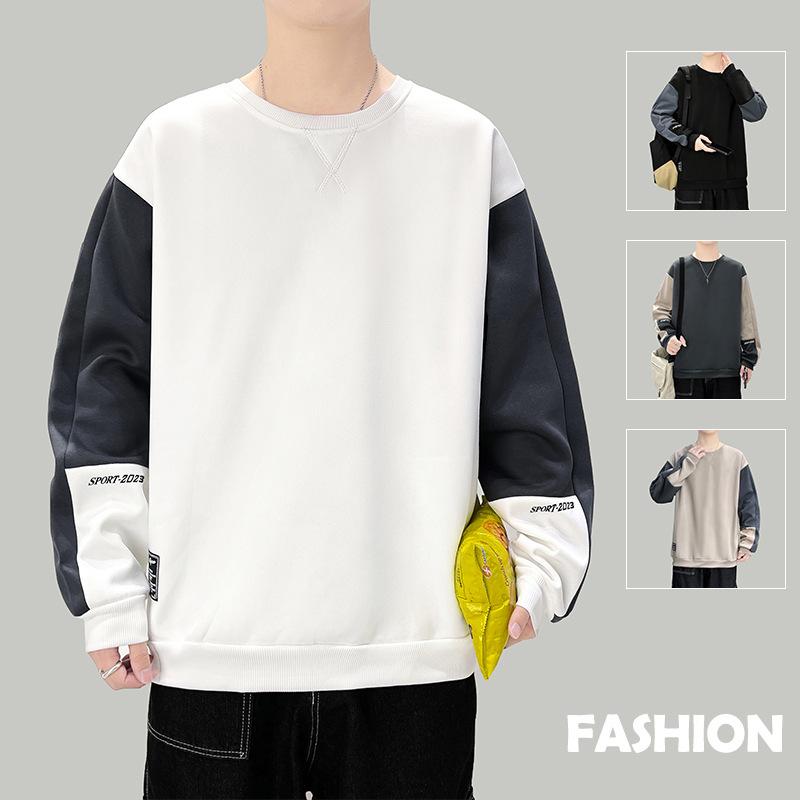 Sweatshirt Men's Spring Autumn Round Neck Trend Color Blocking Loose Drop-shoulder Sleeve Versatile Casual Men's Sweatshirt