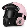 3C Vintage 3/4 Half Helmet Electric Motorcycle Summer Pedal Cruise Locomotive Leather Helmet Men and Women