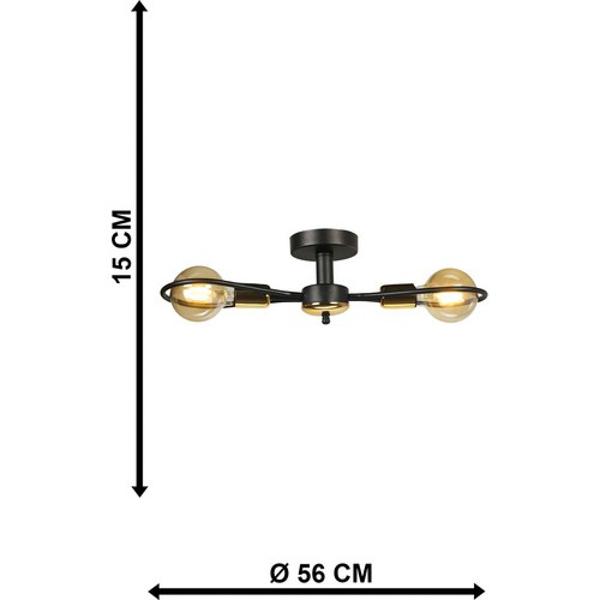 Современная черная люстра с 2 головками