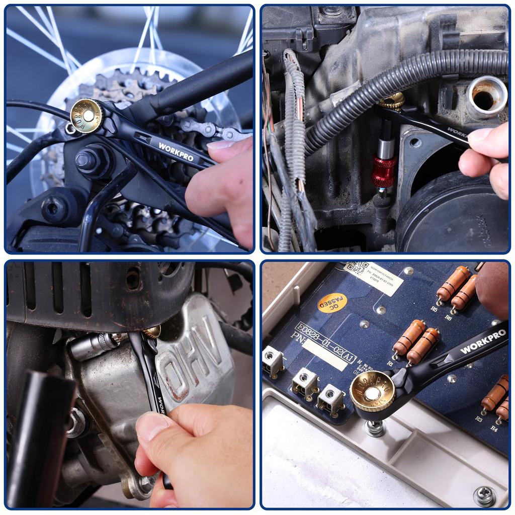 WORKPRO Трещоточный гаечный ключ Набор бит-отверток Мини-трещотка Трещотка Удлинитель Трещоточный Хранение бит и Пряжка-табурет для и Автомобильный Набор из 34 предметов, Набор, Набор, 6,35 мм