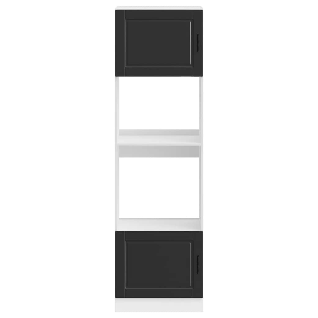 Porto Built in Oven Cabinets 2 pcs Black Particleboard