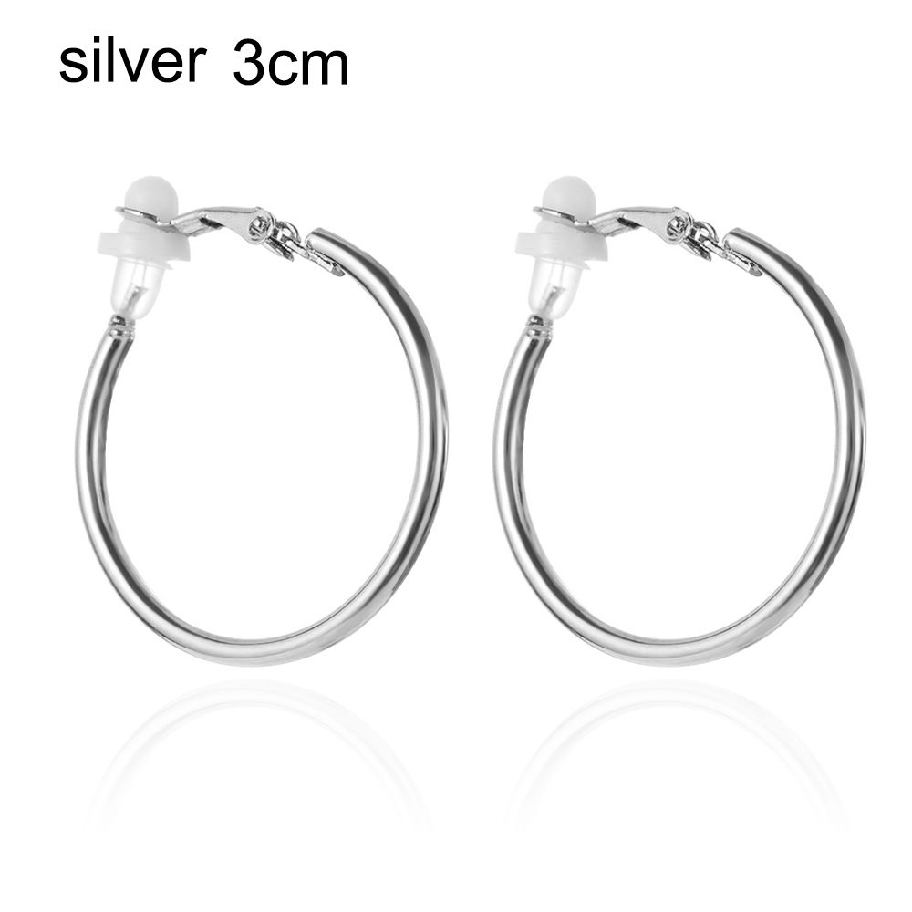 Пара ювелирных изделий золото серебро черный женская мода большой круг клипса на ухо без пирсинга серьги кольца