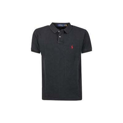 Polo SS22 однотонная рубашка поло с коротким рукавом и вышитым маленьким логотипом, мужские топы, черный цвет 710814416001POLO