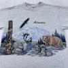 Винтажная футболка 90-х Alaska Wildlife Nature Мужская Средний размер Медведь Волк Орел