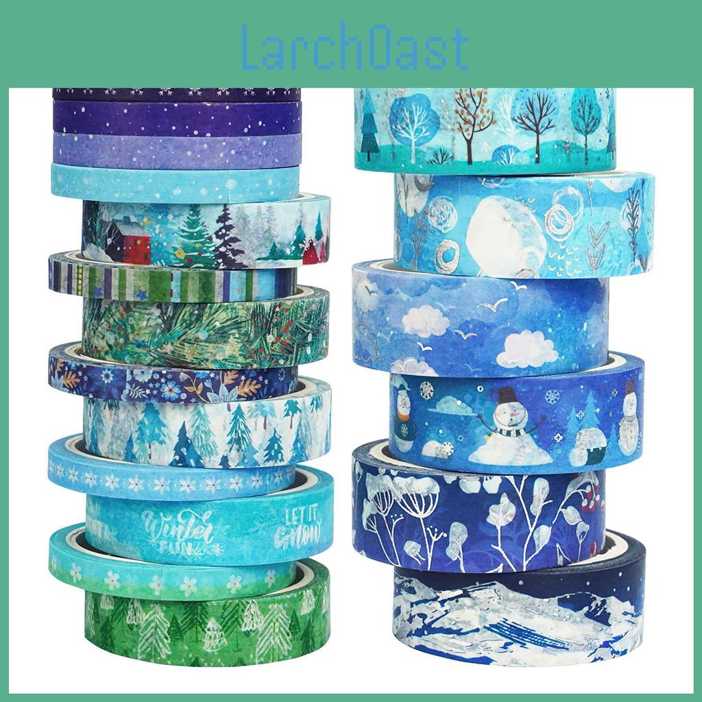 Tapes 19pcs Winter Washi Forest Set 15mm5m Blue Snow Gift Paper Adhesive Masking Tape Decoration Stickers