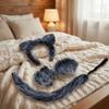 4pcs/set Furry Wolf Ear Headband Faux Fur Plush Sleeve Cover Tail Kit  Carnival