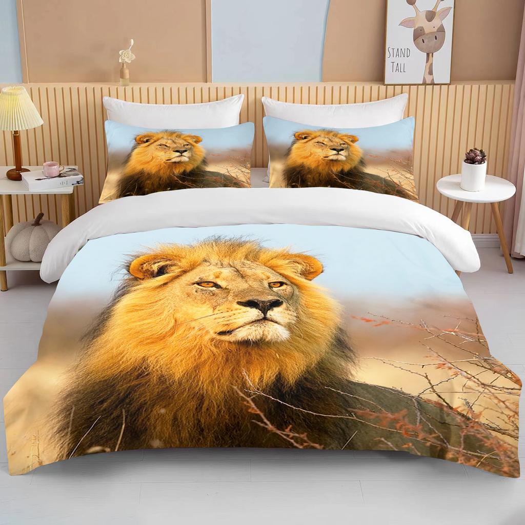10 Sizes Cute Lion Bedding Collection Duvet Cover Collection 3D Bedding Digital Printing With Bed Linen Queen Size Boy Bedding Collection Fashion D