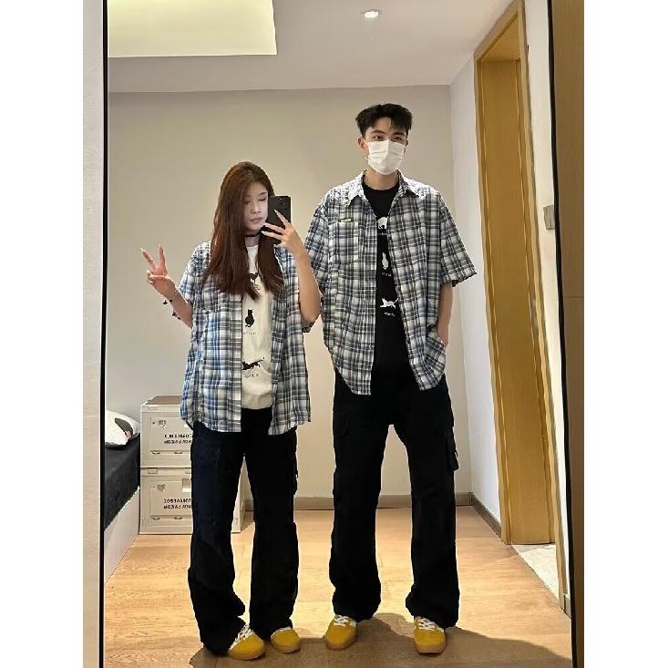 Мужская клетчатая рубашка с квадратным вырезом, молодежная мода, японский стиль, художественная мужская свободная рубашка, новая мода с длинными рукавами, осенний тренд, Харадзюку