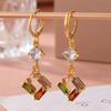 Многоцветные квадратные серьги-подвески из синтетического циркона для женщин  Универсальные повседневные ювелирные аксессуары Идеальные подарки на день рождения