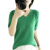 Новый весенний свитер с короткими рукавами, осенне-зимний свитер с v-образным вырезом и коротким рукавом, модный универсальный корейский стиль, свободная рубашка, футболка для женщин