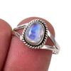 Natural Rainbow Moonstone Gemstone Handmade 925 Sterling Silver Ring S.7.5 A2h61
