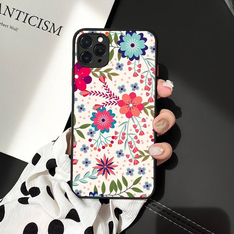 Красивый чехол для телефона с рисунком цветов, матовый прозрачный для iPhone 7 8 11 12 plus mini x xs xr pro max