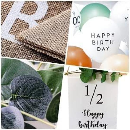 Tidepool Half Birthday Birthday Decoration Wooden Garland Set Birthday Linen Garland Balloon Decoration Set HAPPY BIRTHDAY Kids Birthday Piece Blue