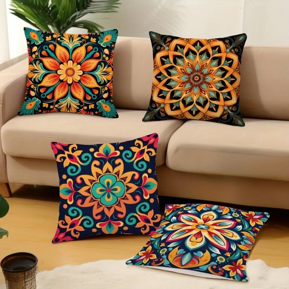 Мандала Бохо Декоративная наволочка, Сверхмягкий полиэстер, Наволочка для дивана в гостиной, Наволочка для подушки на спинку, Домашнее украшение