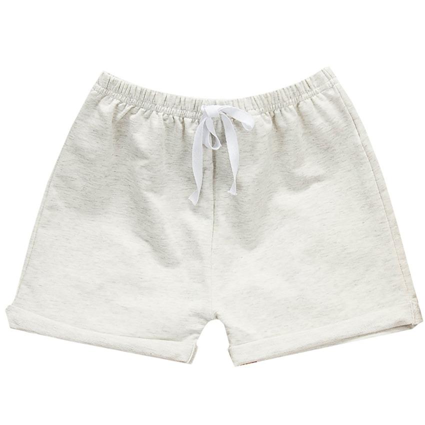 Детские шорты, штаны для мальчиков и девочек, спортивные однотонные короткие брюки на шнурке, хлопковые повседневные пляжные штаны для детей от 1 до 10 лет