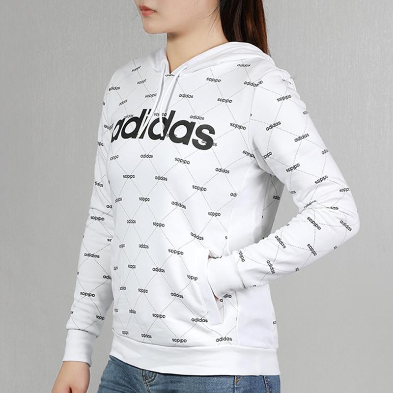 Adidas Повседневный свитер с принтом логотипа Neo, женская толстовка белого цвета EI6248