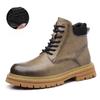 FashionRetro Leather Non-slip Platform Boots for Men Designer Soft-soled Autumn Winter Men's Shoes Fashion  Casual Male Work Boots