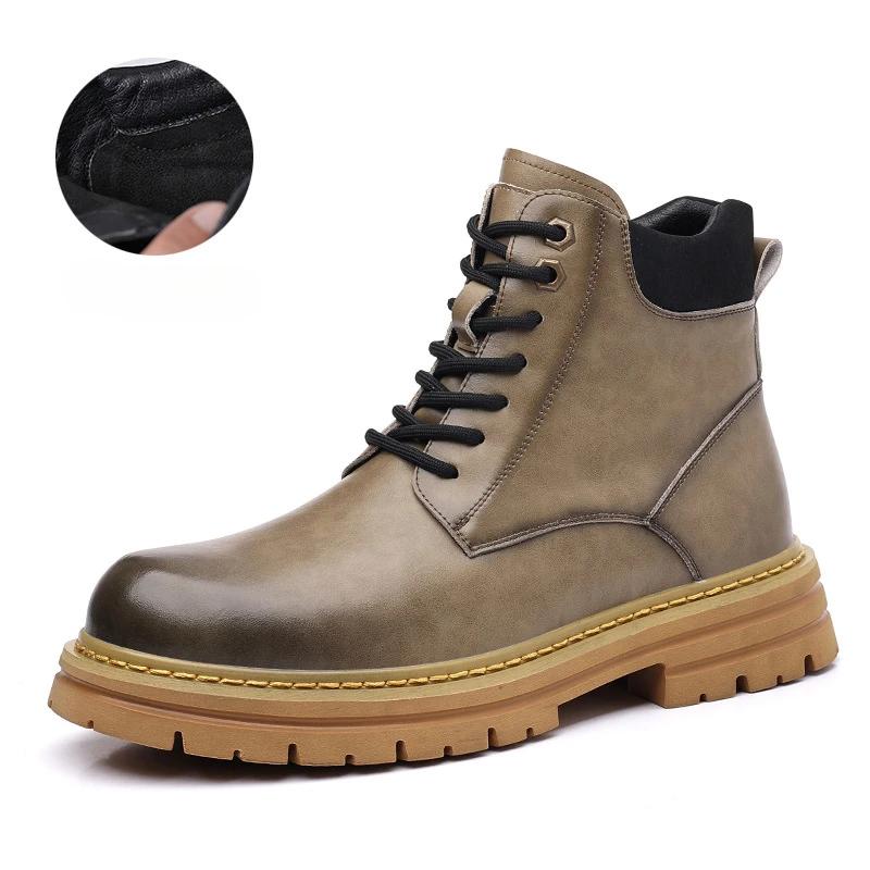 FashionRetro Leather Non-slip Platform Boots for Men Designer Soft-soled Autumn Winter Men's Shoes Fashion  Casual Male Work Boots