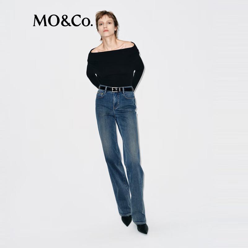 MO&Co. Winter Fleece-Lined Straight-Leg Jeans