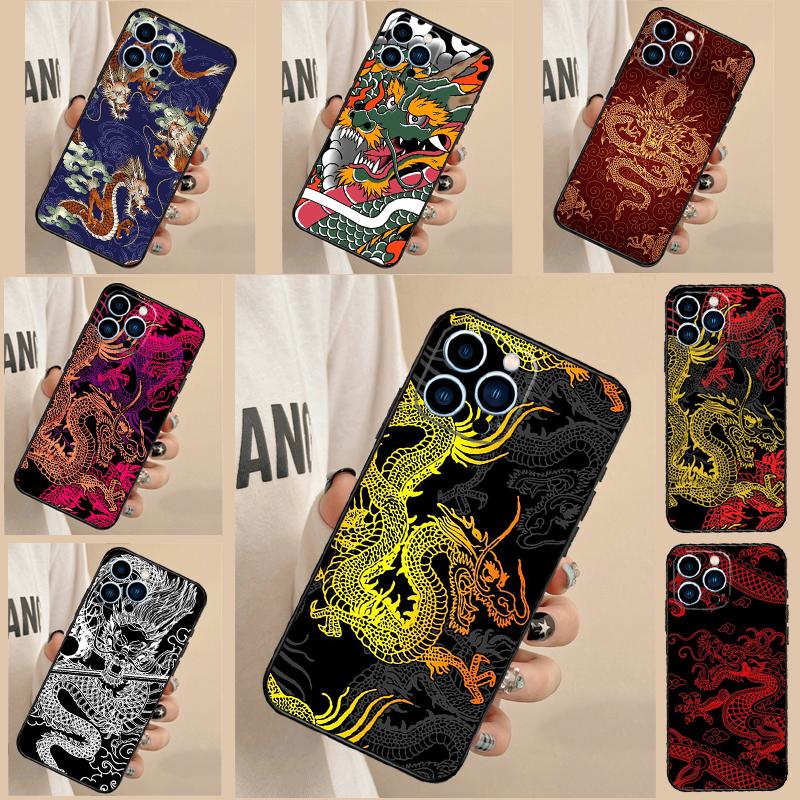 Японский чехол для телефона с татуировкой дракона для iPhone 17 Air 16 15 14 13 12 11 Pro Max 12 13 mini 15 16 Plus 16e Чехол Funda