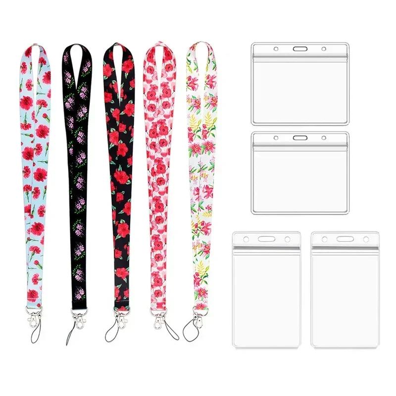 Employees ID Card Name Badge Holder Neck Strap Lanyard Staff Work Card Pass Access Student Bus Card Sleeve Identity Badge Clip