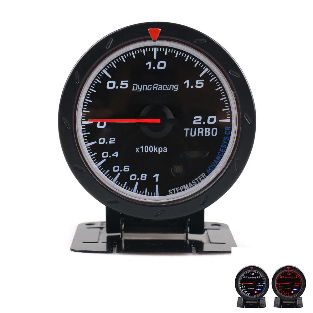 Dynoracing 60MM Car Turbo Boost Gauge Red & White Lighting BAR Type Black Face Car Gauge Car Meter with Sensor