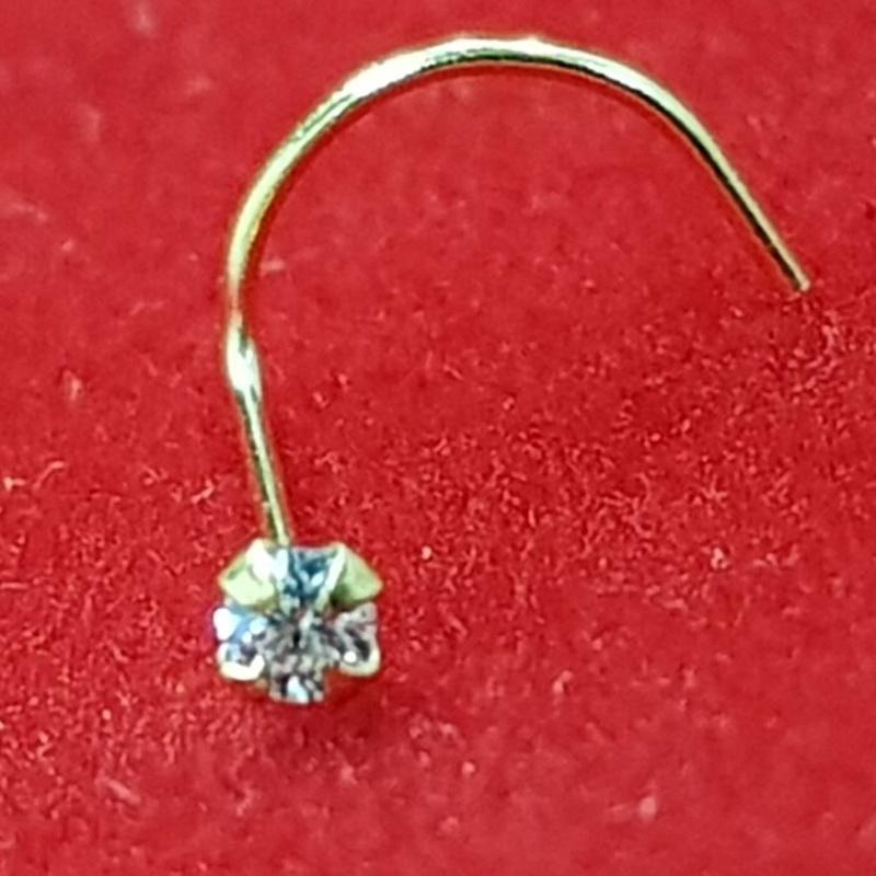 KODY PIERCING 9K Винт для пирсинга в носу из чистого золота и драгоценных камней, круглый кристалл CZ 2,5 мм - качественный пирсинг