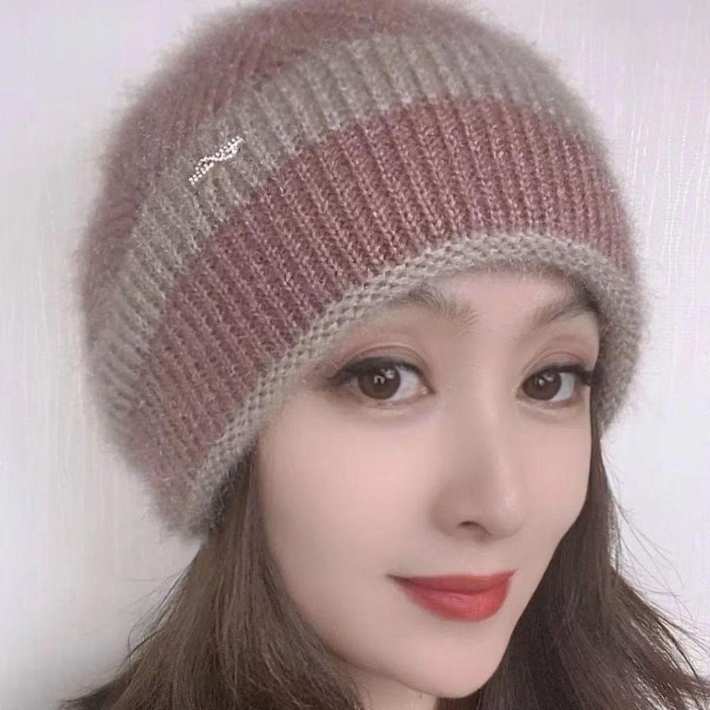 Autumn and Winter Polyester Wrapped Head Cap Knitted Hat Women's Warm Hat Wool Handmade Jacquard Hat