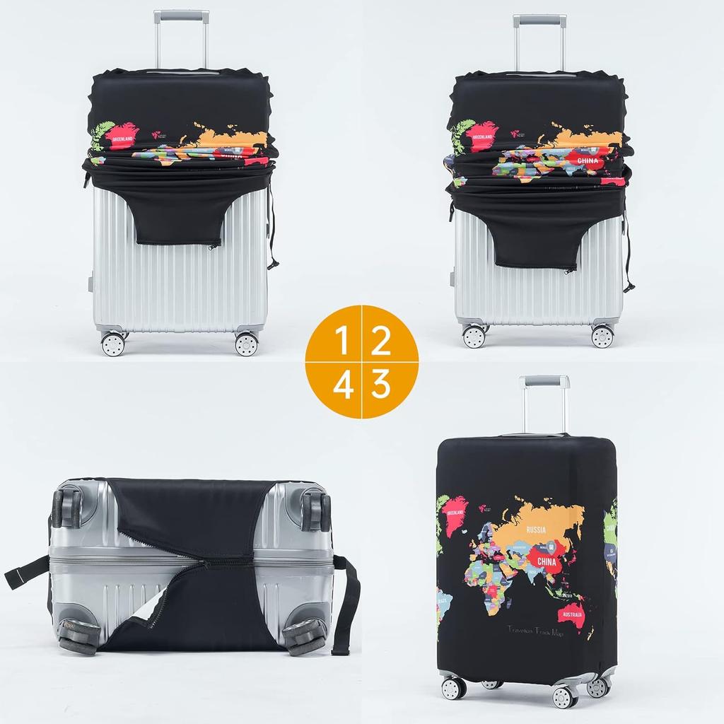 Дорожные чехлы для чемоданов с дудл-дизайном, защита для чемоданов, пылезащитные, прочные, эластичные, подходят для чемоданов 18-32 дюймов