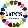 Guitar Picks Thin Light Soft Gauge Assorted Pearl Variety Pack Celluloid - 50 Pcs Mixed Colorful - Plectrums for Gift Acoustic Guitar, Bass and