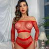 2 Pieces Women Sexy Fishnet Lingerie Set Erotic Babydoll Bodysuit Hollow Out Lingerie Set Valentine's Day Gift