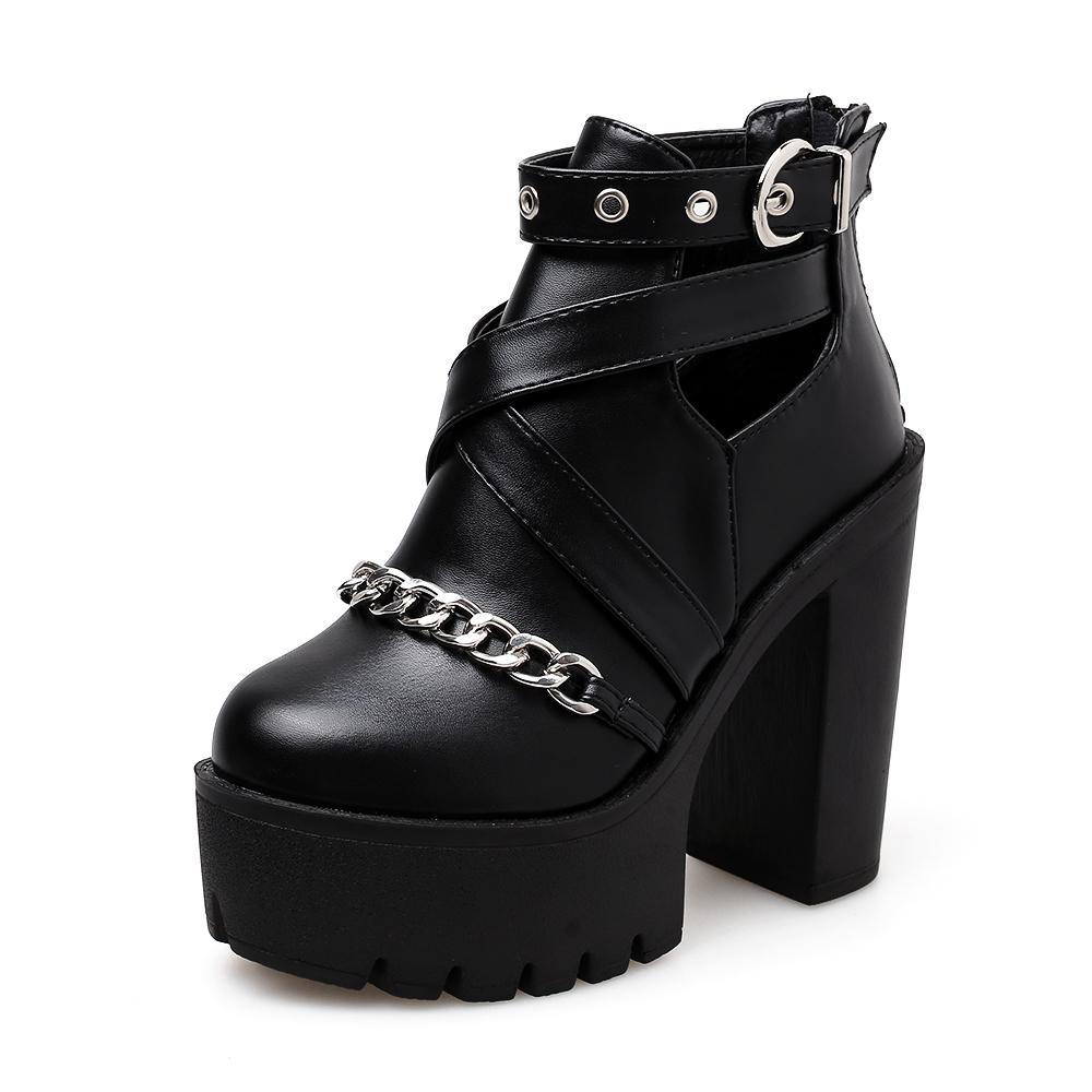 Женские ботинки на платформе и каблуке