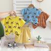 Boys' 2-Piece Cotton Set - Round Neck Cartoon Pattern T-shirt+Casual Shorts- Affordable Price Baby Clothes -S-XXL