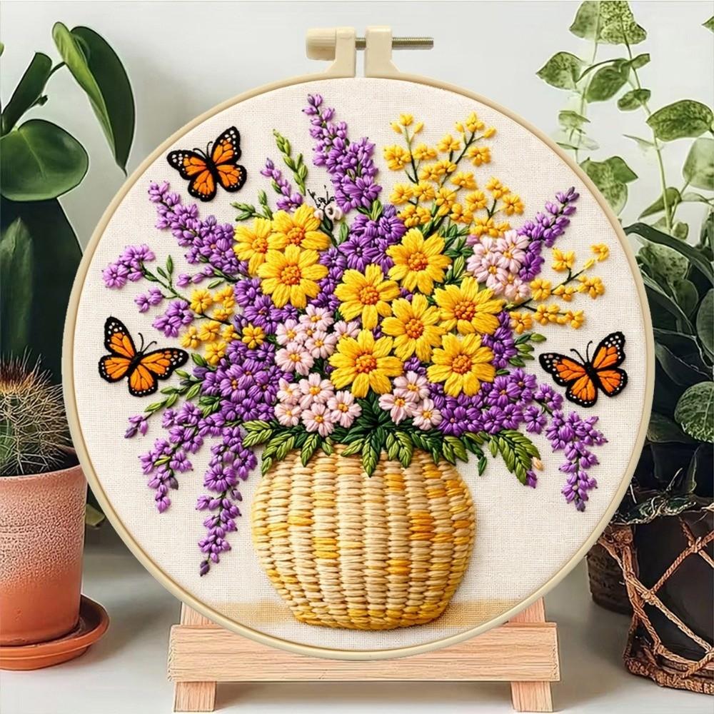 DIY Embroidery Kit Colorful Needlework Craft Animal Embroidery Flower Sewing Kits Beginners
