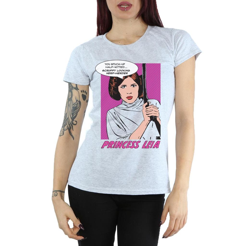 STAR WARS Женская/дамская футболка из хлопка с изображением принцессы Леи в стиле поп-арт