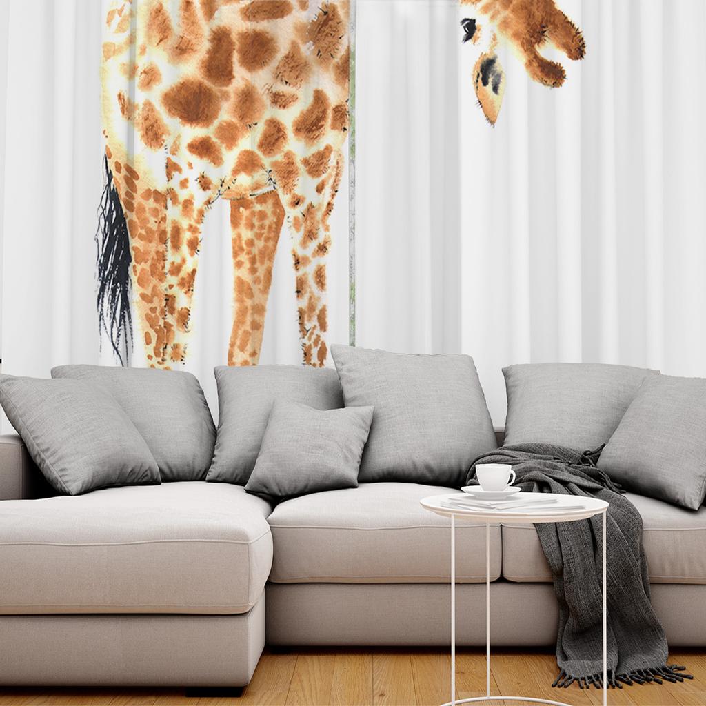Fun Giraffe Animal Africa Watercolor Window Curtains Curtains for Living Room Decorative Items Living Room
