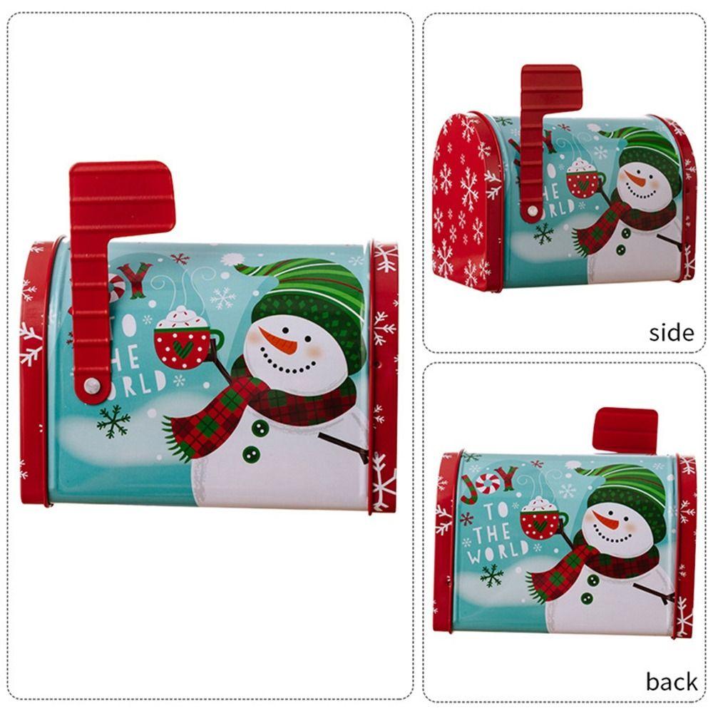 Large Capacity Mailbox Cookie Box Mailbox Shaped Xmas Tin Box Cute Christmas Candy Box Christmas