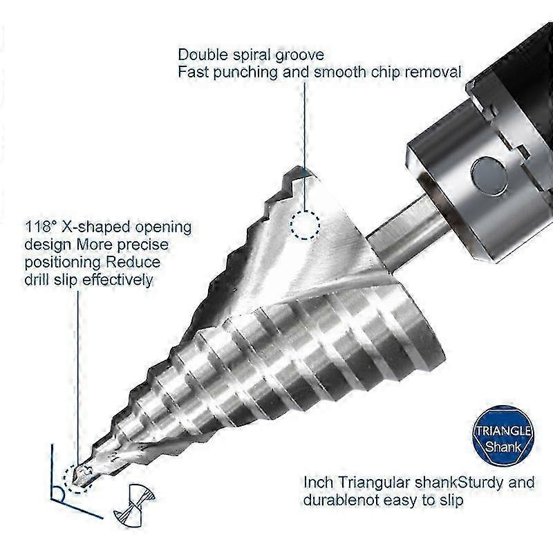 Step Drill Bit 1pc 6-60mm Spiral Groove Steel Hole Cutter for Wood Metal Drilling Tools Step Cone Drill 25-26